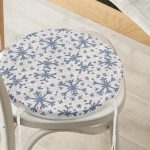 - RealHomes Yuvarlak Fermuarlı Minder - Realhomes Gri Zeminde Kar Taneleri Dijital Baskılı Yuvarlak Fermuarlı Sandalye Minderi Realhomes