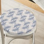 Kot Zeminde Yaprak Motifli Özel Tasarım Yuvarlak Fermuarlı Sandalye Minderi Realhomes