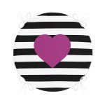 Kalp Desenli Dijital Baskılı Yuvarlak Fermuarlı Sandalye Minderi Realhomes