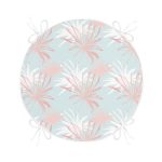 - RealHomes Yuvarlak Fermuarlı Minder - Realhomes  Gökyüzü Zemin Üzerinde Beyaz Ve Pembe Yaprak Tasarımlı Yuvarlak Fermuarlı Sandalye Minderi Realhomes