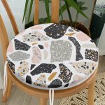 - RealHomes Yuvarlak Fermuarlı Minder - Realhomes  Geometrik Mermer Desenli Özel Tasarım Dijital Baskılı Yuvarlak Fermuarlı Sandalye Minderi Realhomes