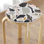 - RealHomes Yuvarlak Fermuarlı Minder - Realhomes  Geometrik Mermer Desenli Özel Tasarım Dijital Baskılı Yuvarlak Fermuarlı Sandalye Minderi Realhomes