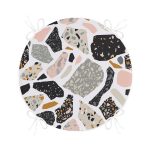 - RealHomes Yuvarlak Fermuarlı Minder - Realhomes  Geometrik Mermer Desenli Özel Tasarım Dijital Baskılı Yuvarlak Fermuarlı Sandalye Minderi Realhomes