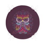 Mor Zemin Üzerinde Otantik Baykuş Desenli Modern Yuvarlak Fermuarlı Sandalye Minderi Realhomes