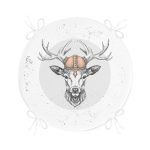 - RealHomes Yuvarlak Fermuarlı Minder - Realhomes  Beyaz Zeminde Alageyik Motifli Modern Yuvarlak Fermuarlı Sandalye Minderi Realhomes