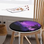 - RealHomes Yuvarlak Fermuarlı Minder - Realhomes Siyah Zeminde Palmiye Ağaçları Ve Kuş Desenli Yuvarlak Fermuarlı Sandalye Minderi Realhomes