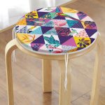 Geometrik Üçgen İçerisinde Kuş Dijital Baskılı Yuvarlak Fermuarlı Sandalye Minderi Realhomes