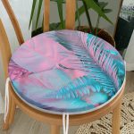 - RealHomes Yuvarlak Fermuarlı Minder - Realhomes Büyüleyici Renklerde Tropik Yaprak Desenli Yuvarlak Fermuarlı Sandalye Minderi Realhomes
