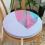 - RealHomes Yuvarlak Fermuarlı Minder - Realhomes Toz Mavisi Zeminli Tropik Yapraklı Özel Tasarım Modern Yuvarlak Fermuarlı Sandalye Minderi Realhomes