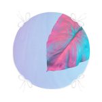 - RealHomes Yuvarlak Fermuarlı Minder - Realhomes Toz Mavisi Zeminli Tropik Yapraklı Özel Tasarım Modern Yuvarlak Fermuarlı Sandalye Minderi Realhomes