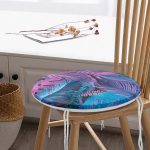 - RealHomes Yuvarlak Fermuarlı Minder - Realhomes  Tropik Yapraklı Özel Tasarım Dijital Baskılı Modern Yuvarlak Fermuarlı Sandalye Minderi Realhomes