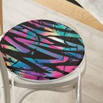 Siyah Zemin Üzerinde Neon Zikzak Desenli Yuvarlak Fermuarlı Sandalye Minderi Realhomes