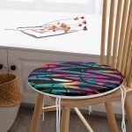 Siyah Zemin Üzerinde Neon Zikzak Desenli Yuvarlak Fermuarlı Sandalye Minderi Realhomes