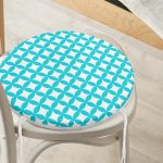 - RealHomes Yuvarlak Fermuarlı Minder - Realhomes  Mavi Dairesel Geometrik Dijital Baskılı Yuvarlak Fermuarlı Sandalye Minderi Realhomes