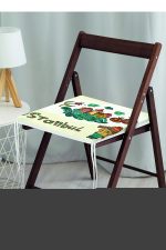 Kırmızı Pul Desenli Dijital Baskılı Yuvarlak Fermuarlı Sandalye Minderi Realhomes