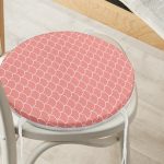 - RealHomes Yuvarlak Fermuarlı Minder - Realhomes  Turuncu Geometrik Pul Desenli Dijital Baskılı Yuvarlak Fermuarlı Sandalye Minderi Realhomes