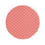 - RealHomes Yuvarlak Fermuarlı Minder - Realhomes  Turuncu Geometrik Pul Desenli Dijital Baskılı Yuvarlak Fermuarlı Sandalye Minderi Realhomes