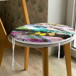 - RealHomes Yuvarlak Fermuarlı Minder - Realhomes  Renkli Sulu Boya Fırça Darbeli Motifli Modern Yuvarlak Fermuarlı Sandalye Minderi Realhomes