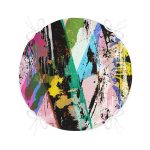 - RealHomes Yuvarlak Fermuarlı Minder - Realhomes  Renkli Sulu Boya Fırça Darbeli Motifli Modern Yuvarlak Fermuarlı Sandalye Minderi Realhomes