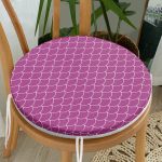 - RealHomes Yuvarlak Fermuarlı Minder - Realhomes Mor Geometrik Pul Desenli Dijital Baskılı Yuvarlak Fermuarlı Sandalye Minderi Realhomes