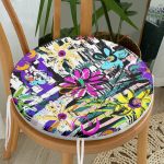 - RealHomes Yuvarlak Fermuarlı Minder - Realhomes Siyah Beyaz Temalı Çiçek Motifli Yuvarlak Fermuarlı Sandalye Minderi Realhomes