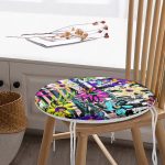 - RealHomes Yuvarlak Fermuarlı Minder - Realhomes Siyah Beyaz Temalı Çiçek Motifli Yuvarlak Fermuarlı Sandalye Minderi Realhomes