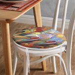 - RealHomes Yuvarlak Fermuarlı Minder - Realhomes  Renkli Sulu Boya Çizimli Gece Kondu Evleri Motifli Yuvarlak Fermuarlı Sandalye Minderi Realhomes