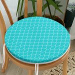 - RealHomes Yuvarlak Fermuarlı Minder - Realhomes Mavi Geometrik Pul Desenli Dijital Baskılı Yuvarlak Fermuarlı Sandalye Minderi Realhomes