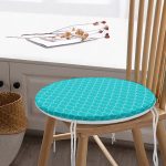 - RealHomes Yuvarlak Fermuarlı Minder - Realhomes Mavi Geometrik Pul Desenli Dijital Baskılı Yuvarlak Fermuarlı Sandalye Minderi Realhomes