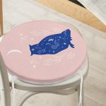 - RealHomes Yuvarlak Fermuarlı Minder - Realhomes  Bej Pembe Zeminde Mavi Baykuş Motifli Yuvarlak Fermuarlı Sandalye Minderi Realhomes