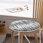 Siyah Beyaz Modern Çizgili Yuvarlak Fermuarlı Sandalye Minderi Realhomes