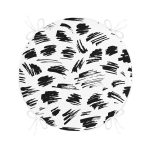 - RealHomes Yuvarlak Fermuarlı Minder - Realhomes  Beyaz Zeminde Anlamsız Çizgiler Motifli Yuvarlak Fermuarlı Sandalye Minderi Realhomes