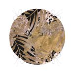 - RealHomes Yuvarlak Fermuarlı Minder - Realhomes Siyah Leopar Zeminde Kurumuş Yaprak Motifli Modern Yuvarlak Fermuarlı Sandalye Minderi Realhomes