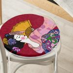 - RealHomes Yuvarlak Fermuarlı Minder - Realhomes Yelpazeli Japon Kadın Motifli Yuvarlak Fermuarlı Sandalye Minderi Realhomes