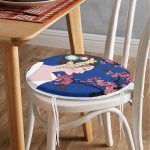 - RealHomes Yuvarlak Fermuarlı Minder - Realhomes  Çiçek Motifli Japon Kız Desenli Yuvarlak Fermuarlı Sandalye Minderi Realhomes