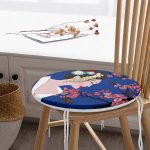 - RealHomes Yuvarlak Fermuarlı Minder - Realhomes  Çiçek Motifli Japon Kız Desenli Yuvarlak Fermuarlı Sandalye Minderi Realhomes