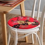 - RealHomes Yuvarlak Fermuarlı Minder - Realhomes Çiçek Desenli Yelpazeli Japon Kız Motifli Modern Yuvarlak Fermuarlı Sandalye Minderi Realhomes