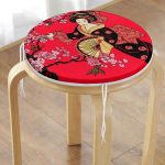 - RealHomes Yuvarlak Fermuarlı Minder - Realhomes Çiçek Desenli Yelpazeli Japon Kız Motifli Modern Yuvarlak Fermuarlı Sandalye Minderi Realhomes