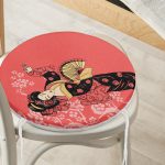 - RealHomes Yuvarlak Fermuarlı Minder - Realhomes  Prenses Pembe Zeminli Yelpazeli Kadın Desenli Yuvarlak Fermuarlı Sandalye Minderi Realhomes