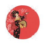 - RealHomes Yuvarlak Fermuarlı Minder - Realhomes  Prenses Pembe Zeminli Yelpazeli Kadın Desenli Yuvarlak Fermuarlı Sandalye Minderi Realhomes