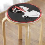 - RealHomes Yuvarlak Fermuarlı Minder - Realhomes  Geometrik Ogea Zeminli Çiçek Saçlı Japon Kadın Motifli Yuvarlak Fermuarlı Sandalye Minderi Realhomes