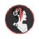 - RealHomes Yuvarlak Fermuarlı Minder - Realhomes  Geometrik Ogea Zeminli Çiçek Saçlı Japon Kadın Motifli Yuvarlak Fermuarlı Sandalye Minderi Realhomes