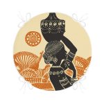 - RealHomes Yuvarlak Fermuarlı Minder - Realhomes Başında Vazo Taşıyan Etnik Afrika Desenli Modern Yuvarlak Fermuarlı Sandalye Minderi Realhomes