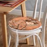 - RealHomes Yuvarlak Fermuarlı Minder - Realhomes Koyu Buğday Zeminli Masum Şaman Kadın Modern Yuvarlak Fermuarlı Sandalye Minderi Realhomes