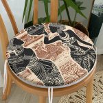 - RealHomes Yuvarlak Fermuarlı Minder - Realhomes  Etnik Desen Zeminli Afrika Kadın Motifli Yuvarlak Fermuarlı Sandalye Minderi Realhomes