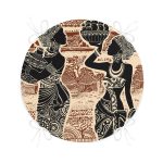 - RealHomes Yuvarlak Fermuarlı Minder - Realhomes  Etnik Desen Zeminli Afrika Kadın Motifli Yuvarlak Fermuarlı Sandalye Minderi Realhomes