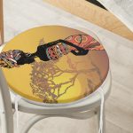 Gün Batımında Ağaç Zeminli Afrika Kadın Motifli Yuvarlak Fermuarlı Sandalye Minderi Realhomes