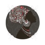 - RealHomes Yuvarlak Fermuarlı Minder - Realhomes  Gri Zemin Desenli Siyahi Kadın Motifli Yuvarlak Fermuarlı Sandalye Minderi Realhomes