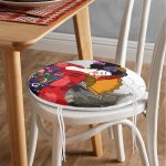 - RealHomes Yuvarlak Fermuarlı Minder - Realhomes  Etnik Desen Zeminli Sarı Yelpazeli Japon Kadın Motifli Yuvarlak Fermuarlı Sandalye Minderi Realhomes