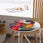 - RealHomes Yuvarlak Fermuarlı Minder - Realhomes  Etnik Desen Zeminli Sarı Yelpazeli Japon Kadın Motifli Yuvarlak Fermuarlı Sandalye Minderi Realhomes